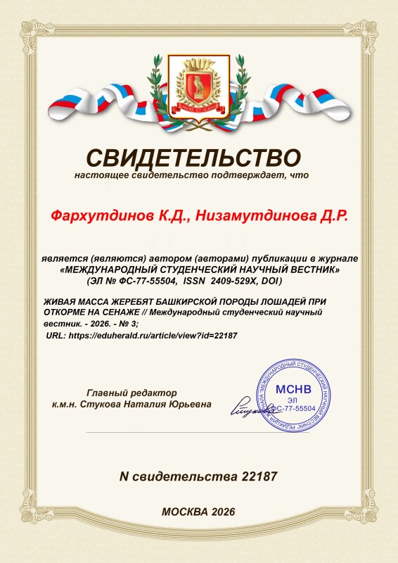 Свидетельство о публикации