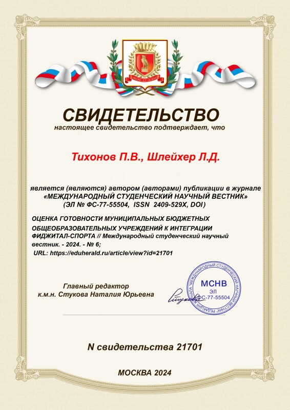 Свидетельство о публикации