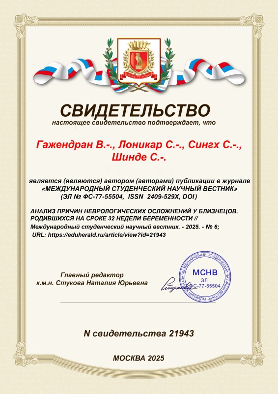 Свидетельство о публикации