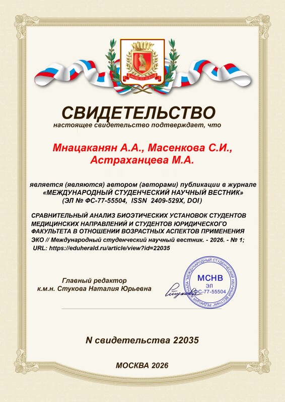 Свидетельство о публикации