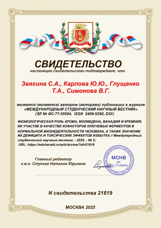 Свидетельство о публикации