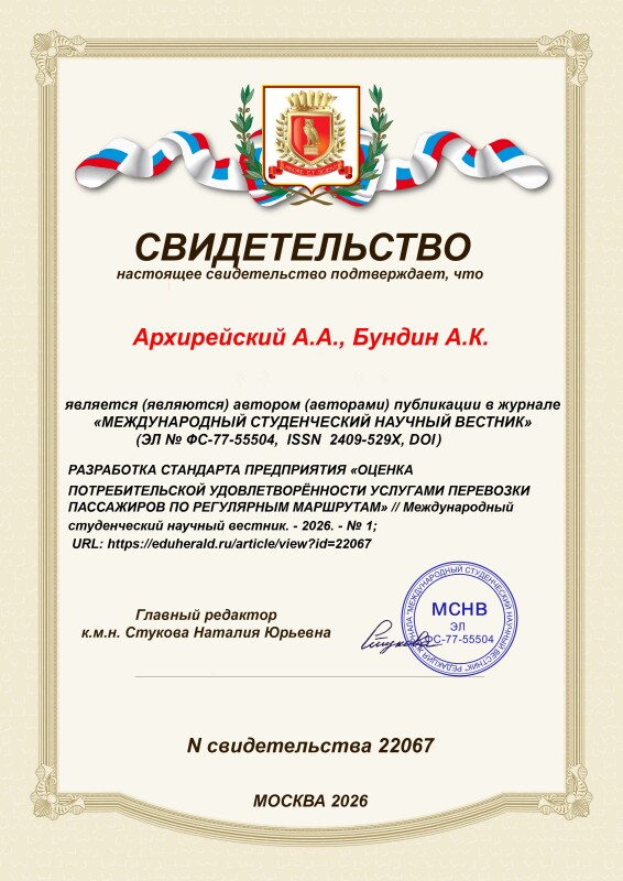 Свидетельство о публикации