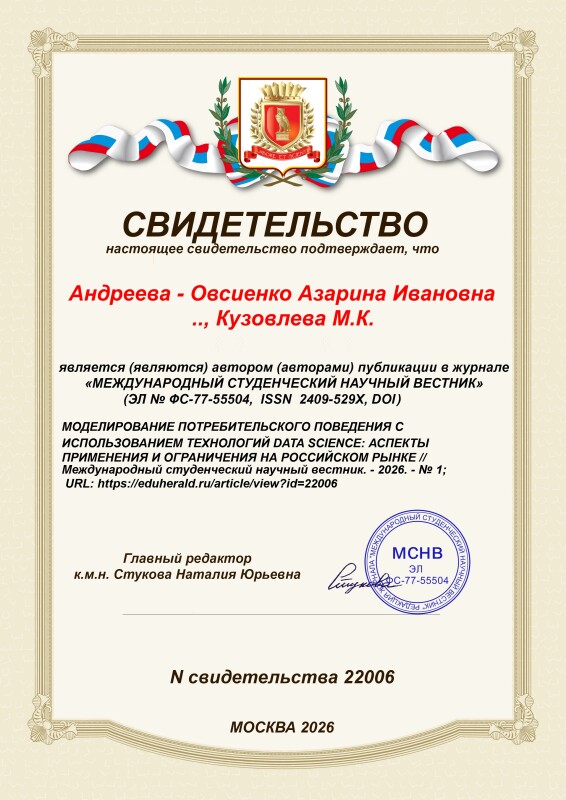 Свидетельство о публикации