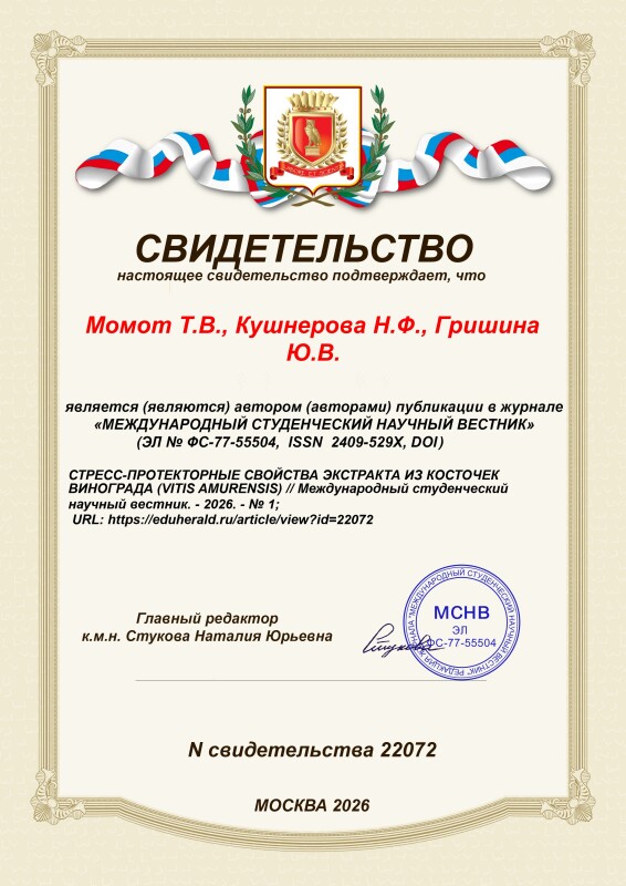 Свидетельство о публикации