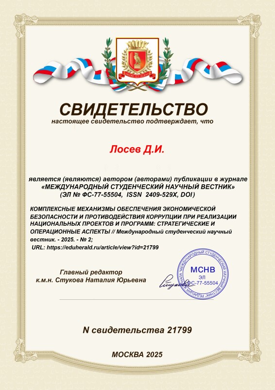 Свидетельство о публикации