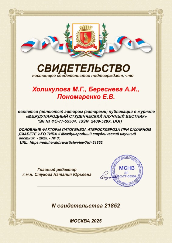 Свидетельство о публикации