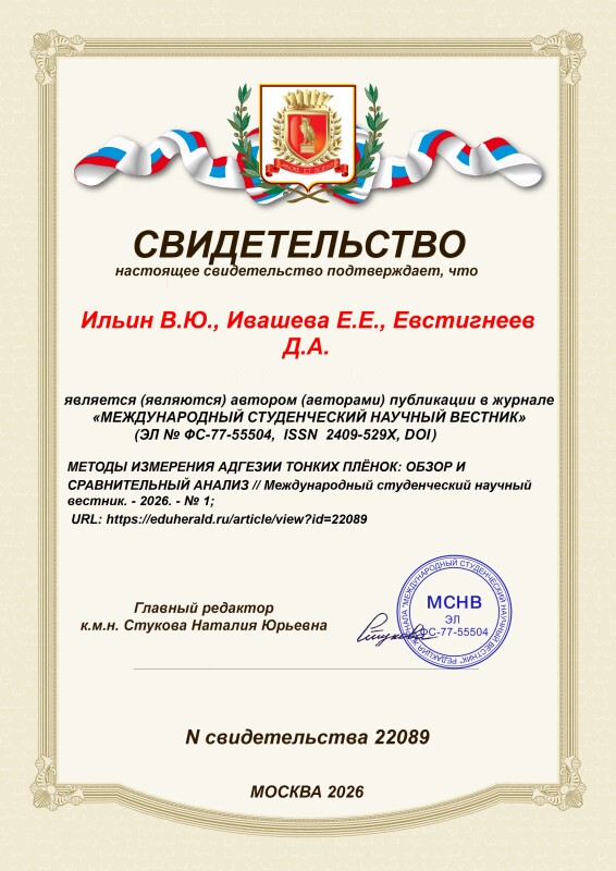 Свидетельство о публикации