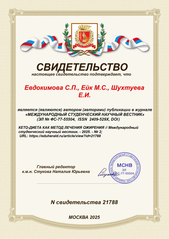 Свидетельство о публикации