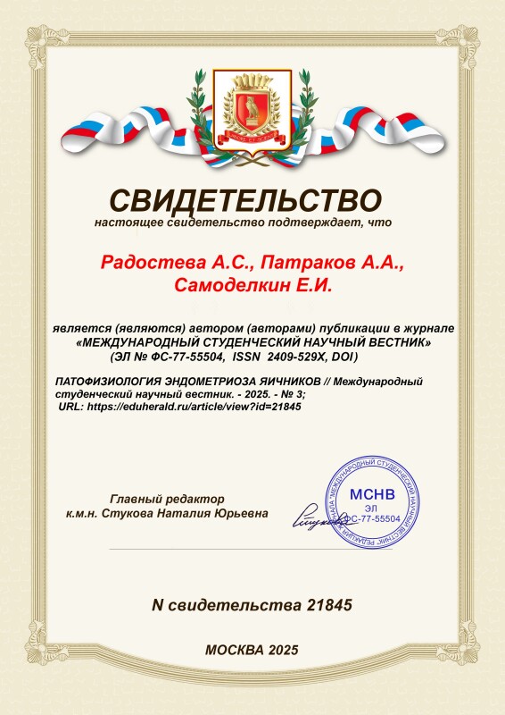 Свидетельство о публикации