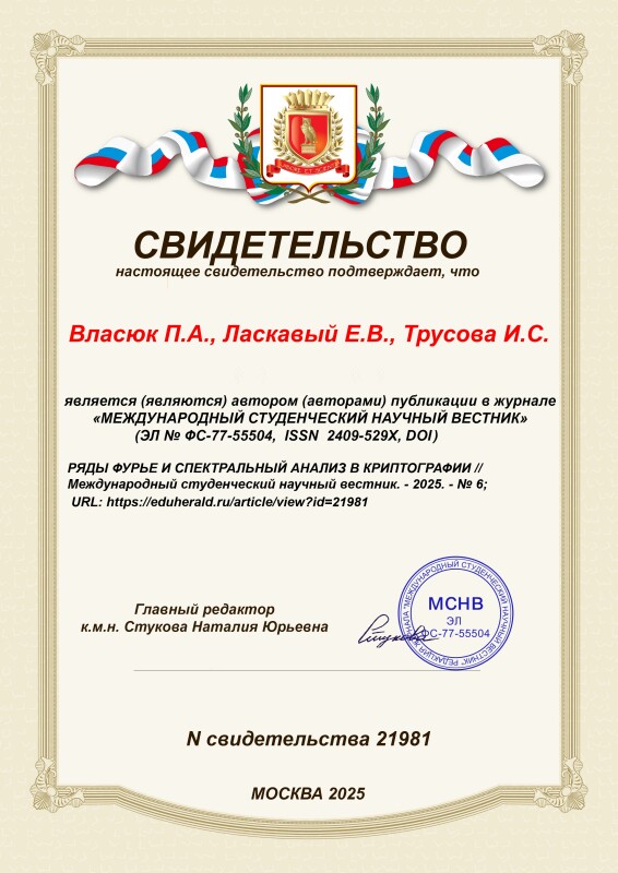 Свидетельство о публикации