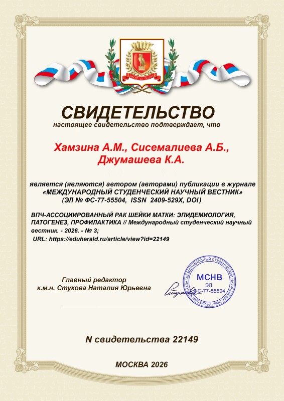 Свидетельство о публикации
