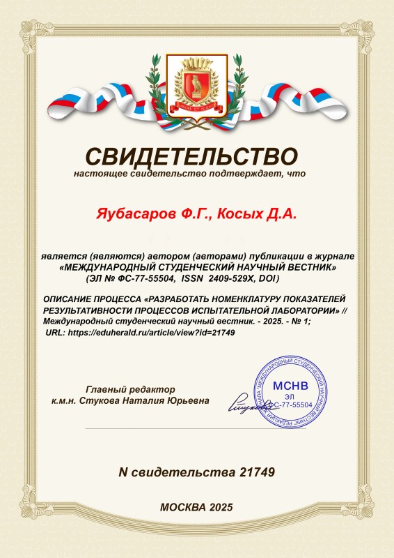 Свидетельство о публикации