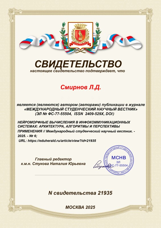 Свидетельство о публикации