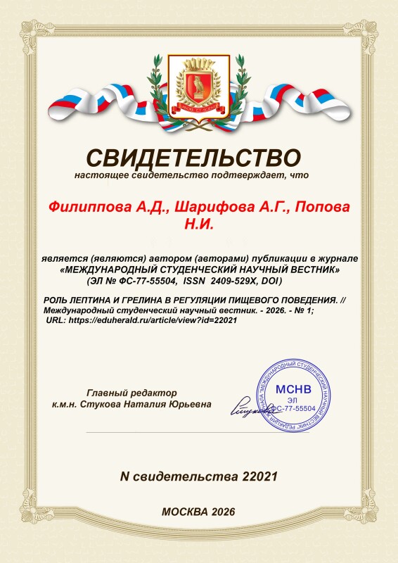 Свидетельство о публикации