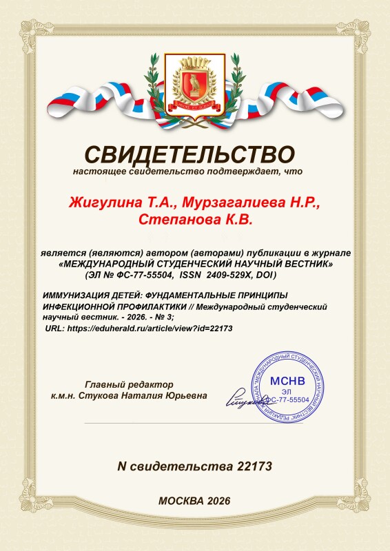 Свидетельство о публикации