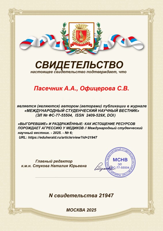 Свидетельство о публикации