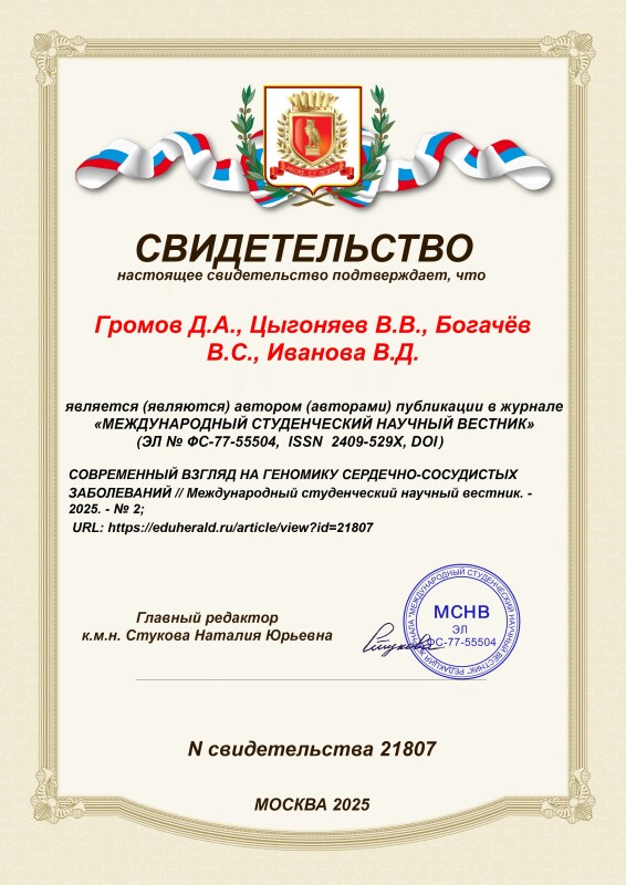 Свидетельство о публикации