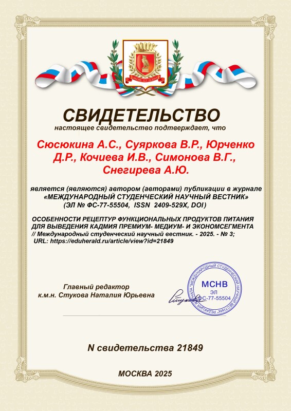 Свидетельство о публикации