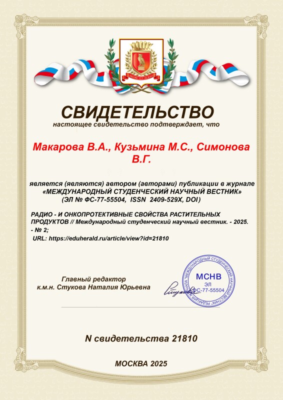 Свидетельство о публикации
