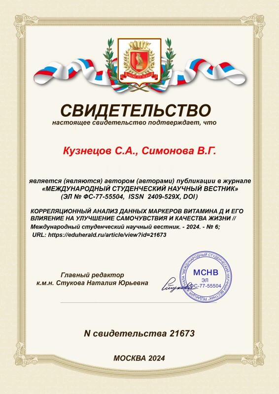 Свидетельство о публикации