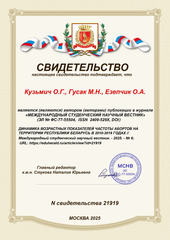 Свидетельство о публикации