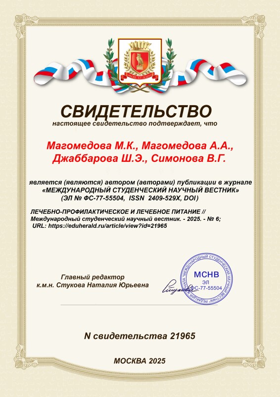 Свидетельство о публикации